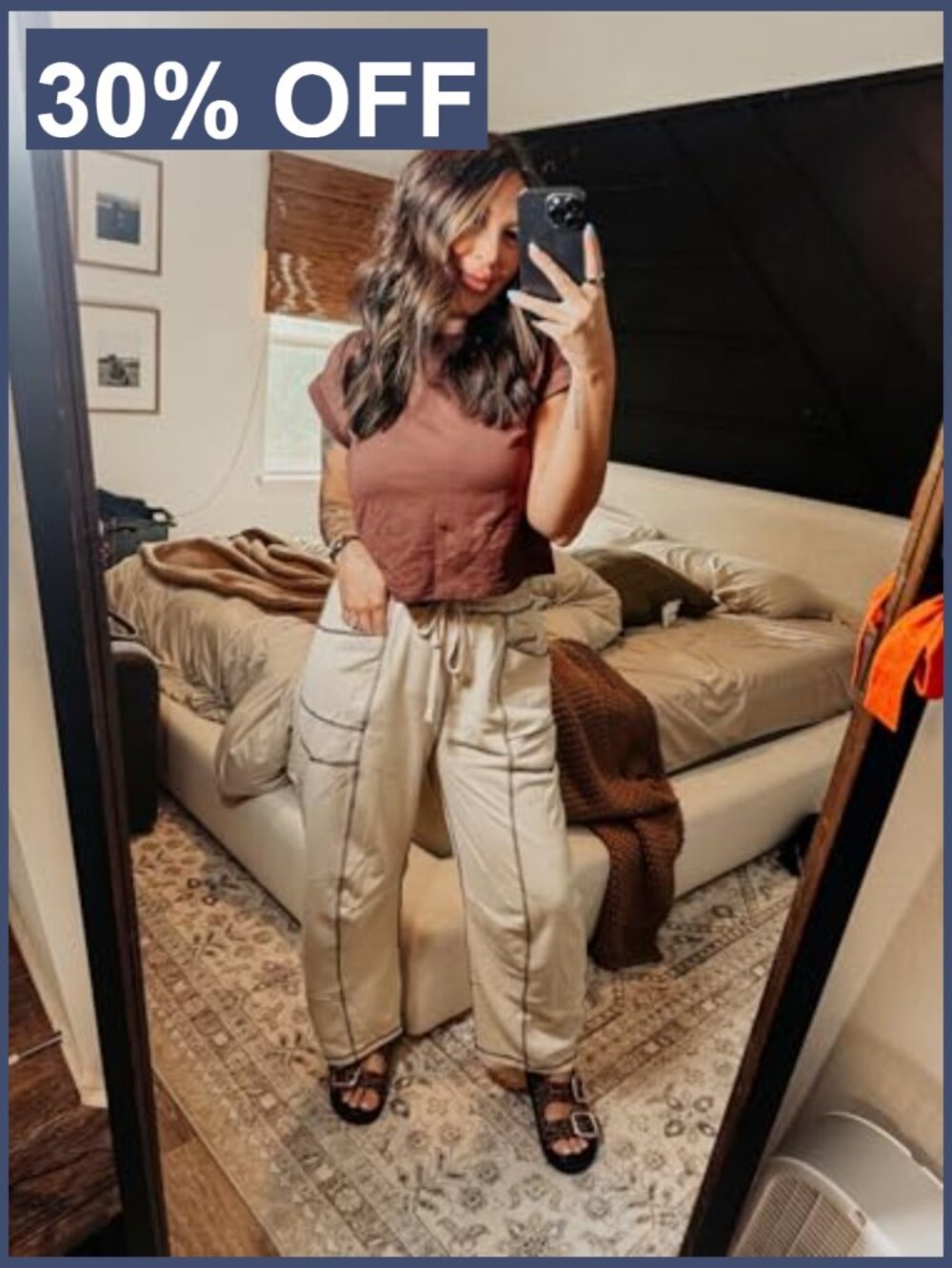Baggy Barrel Pants Wide Leg Lounge Drawstring Sweatpants with Pockets - Picture 6 of 7